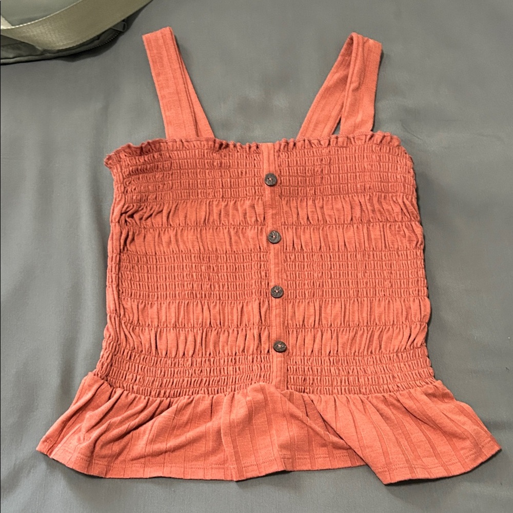 Arizona Jean Company Terracotta Smocked Tank Top